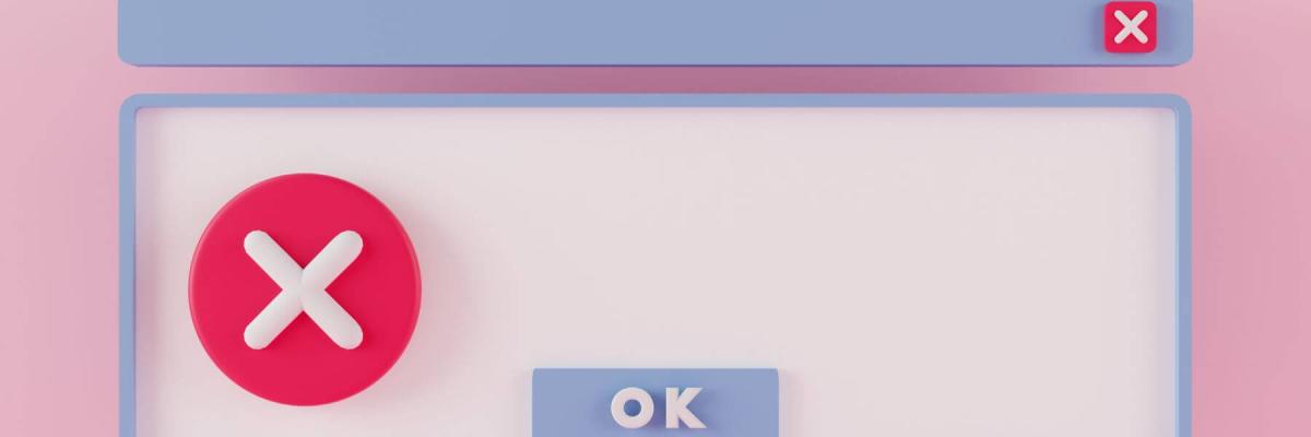 3d rendering error pop up window on pink background